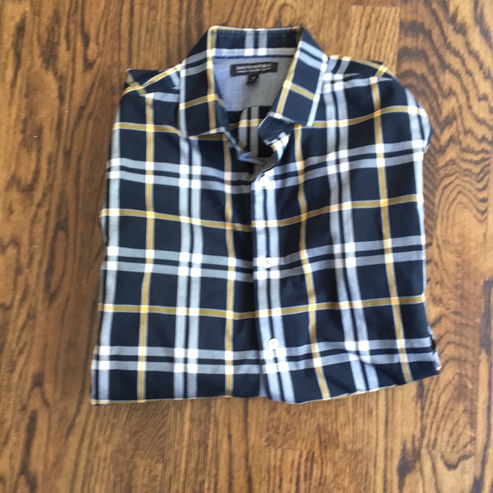 Men’s Banana Republic shirt sz medium blk grey yel